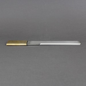 Vintage 1950s brass & silver letter opener, MCM office decor, Desk accessory