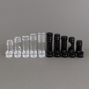 Vintage 1970s FELICE ANTONIO BOTTA lucite chess pieces, Modern decor, Made in Italy