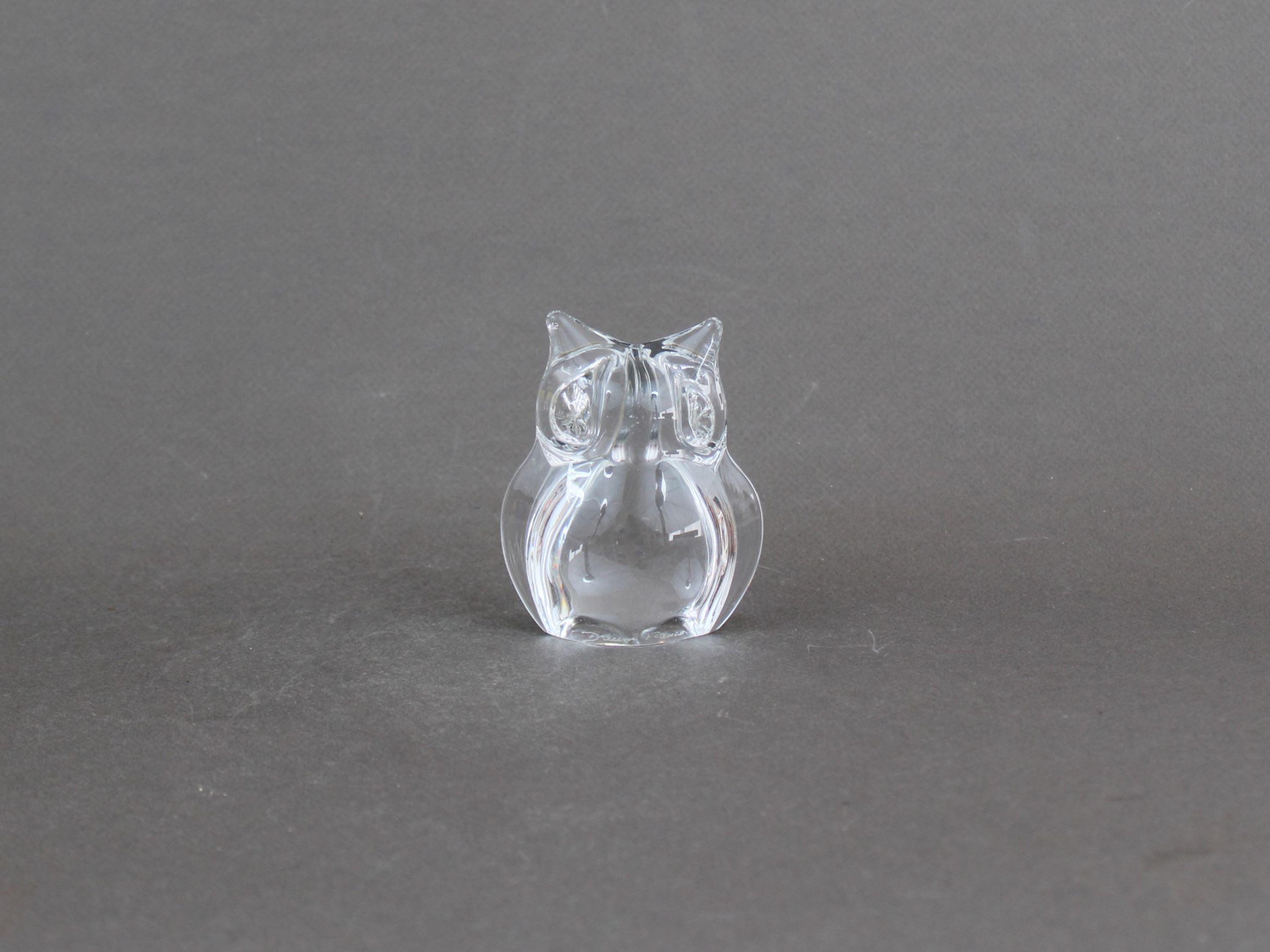 Daum フクロウのクリスタル置物 ヴィンテージ 1960 年代 DAUM クリスタル フクロウの置物、小型様式化