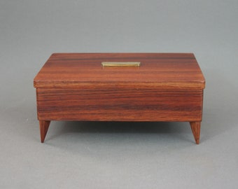 Vintage 1950s rosewood trinket box, MCM decor, Exotic wood storage