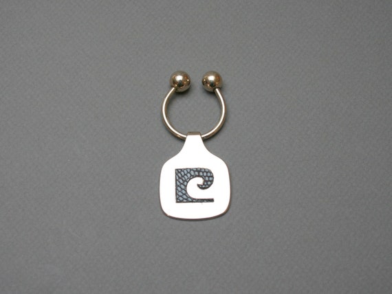 Vintage 1970s PIERRE CARDIN metal keyring, Leather