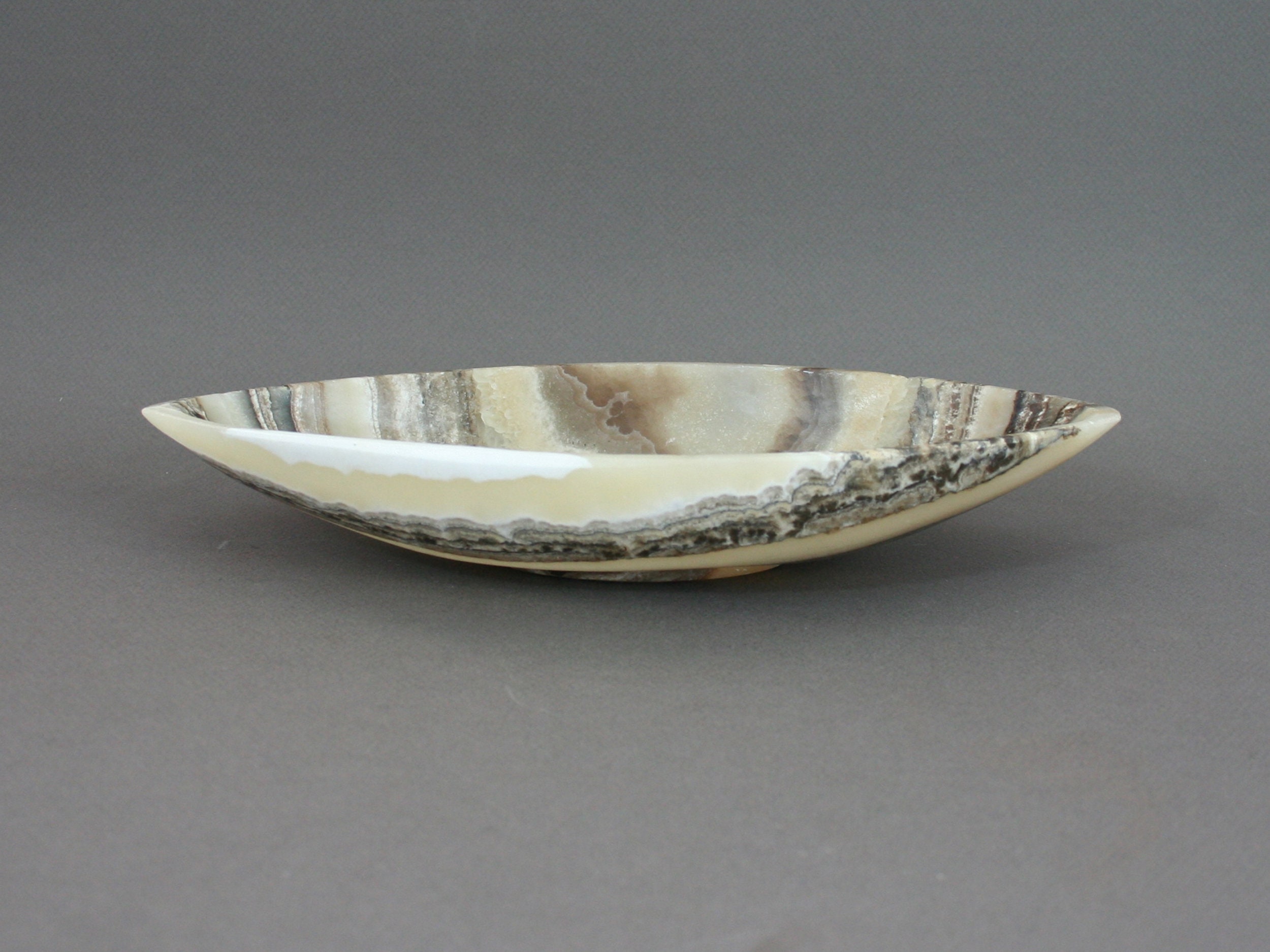 Coupe en Onyx Mexicaine, Vintage Années 70, Vide-Poche Décoratif, Couleurs Naturelles