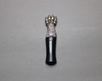 RAVINET D'ENFERT Lion Paw Bottle Opener, Silverplate & Ebony Handle, French Barware 1970s