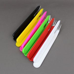 Vintage 1990s SEDASCO France cutlery set for 6, 12 pieces, Neon colors plastic handle flatware, Modern dining table decor