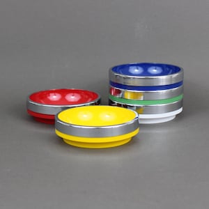 Vintage 1960s dip dish set, Chromed & colorful melamine, Japanese design