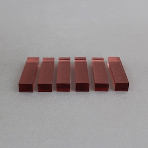 Lucite knivstöd set om 6, minimalistiska rosa röda akryl ätpinnar hållare 1970-talet