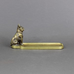 Sculpture bouledogue français Art déco DREUX en bronze, mascotte de voiture ancienne des années 1920, objet de collection
