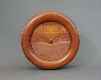 Vintage 1960s Danish teak wall clock, With German Kienzle mechanism, MCM Scandinavian decor, Minimalist style