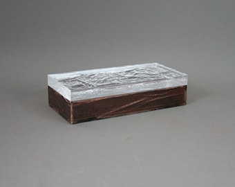 Caja italiana de metacrilato con efecto hielo, almacenamiento decorativo acrílico modernista, década de 1970