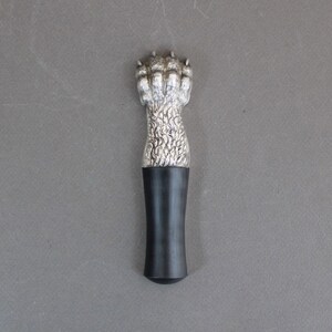 Vintage 1970s RAVINET D'ENFERT bottle opener, Lion paw shape, Silver plated & ebony, French goldsmith