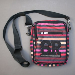 Vintage 1990s SONIA RYKIEL Crossbody Bag Small Travel Bag Striped Multicolored Nylon Fabric Strap Bag Made in France Etsy