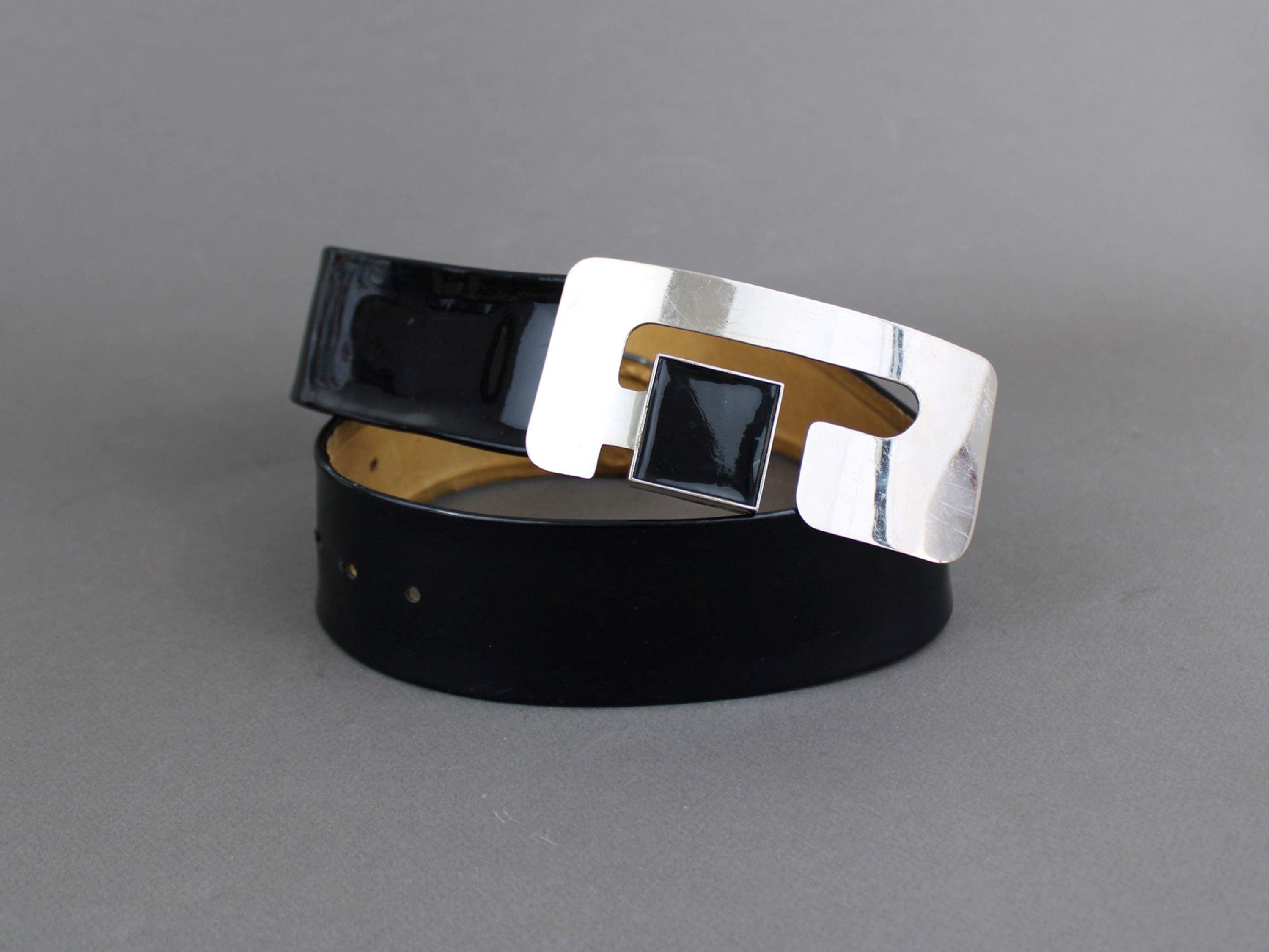 Vtg Pierre Cardin Large Silver Tone Buckle on 2” Black Leather Statement Belt Pierre Cardin Belt - Etsy main image 4