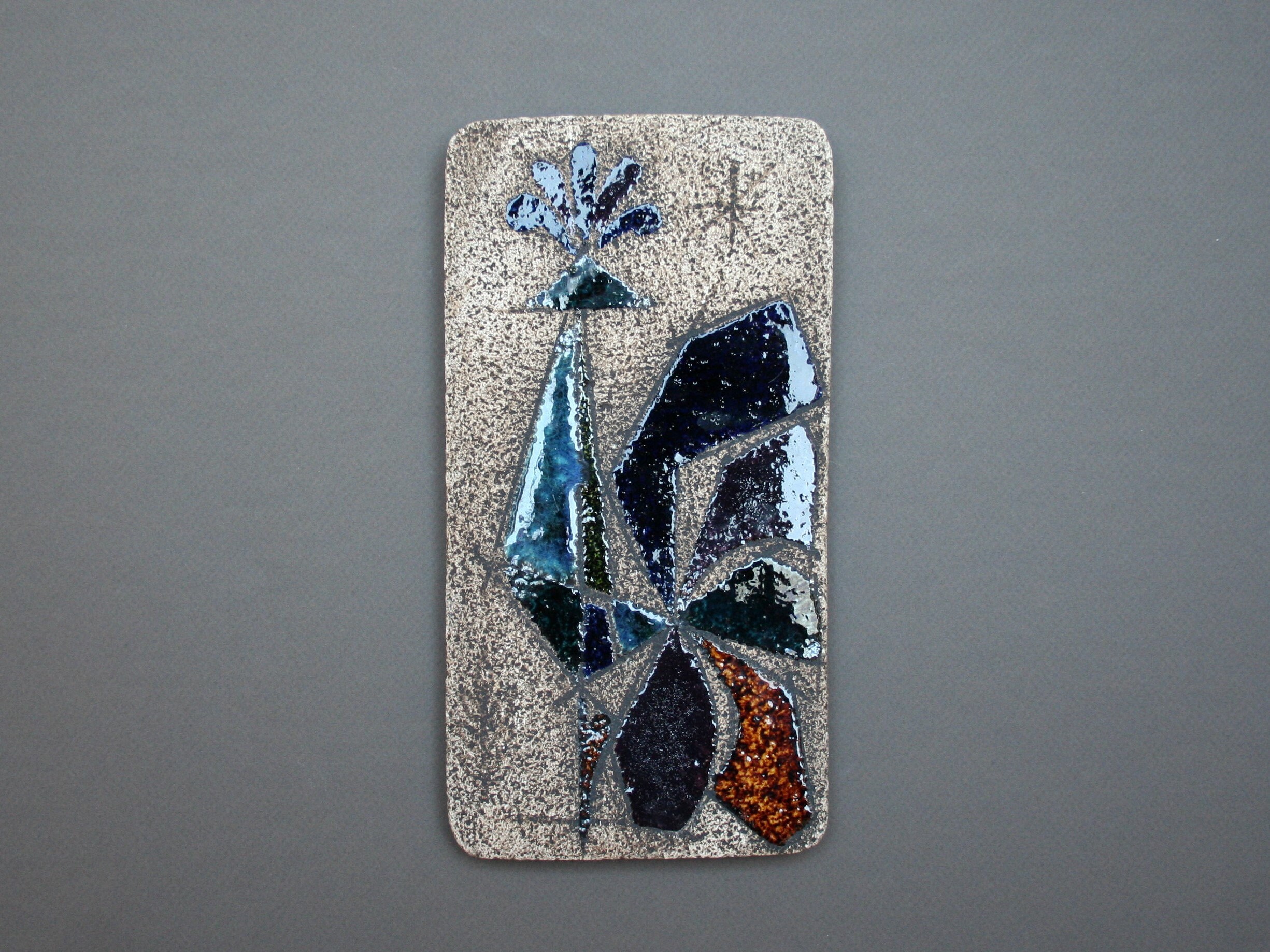 Plaque Murale Par Denise Bernard, Vintage Années 60, Poterie Émaillée, Le Coq