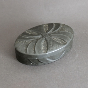 French Art Deco A.E. CHANAL oval trinket box, Vintage 1920s, Antique pewter decor