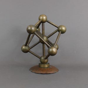 Vintage 1950s ATOMIUM handmade sculpture, Belgium history decor, 1958 Brussels World's Fair