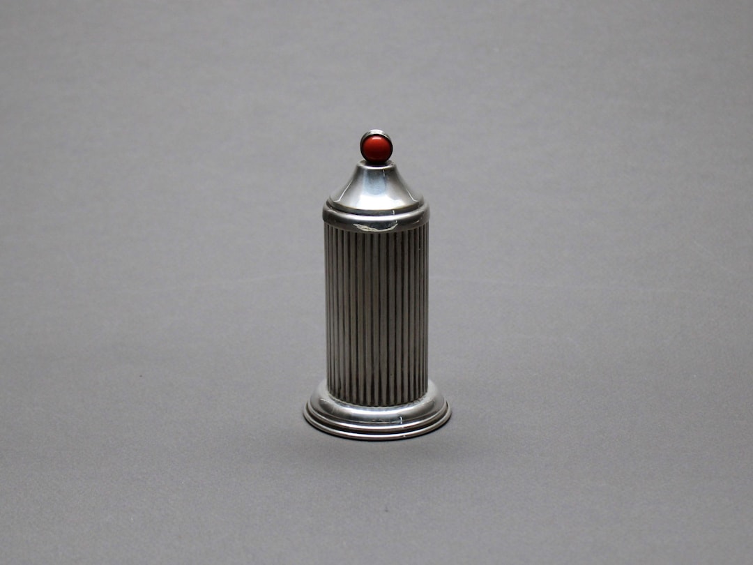 Art Deco Toothpick Holder, Fluted Silverplate Cylinder With Bakelite ...