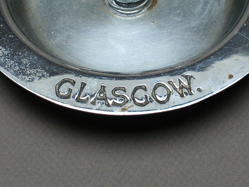 Unusual smoker gift idea Featuring a muscular arm and a dumbbell Vintage 1930s Antique advertising chrome ashtray
