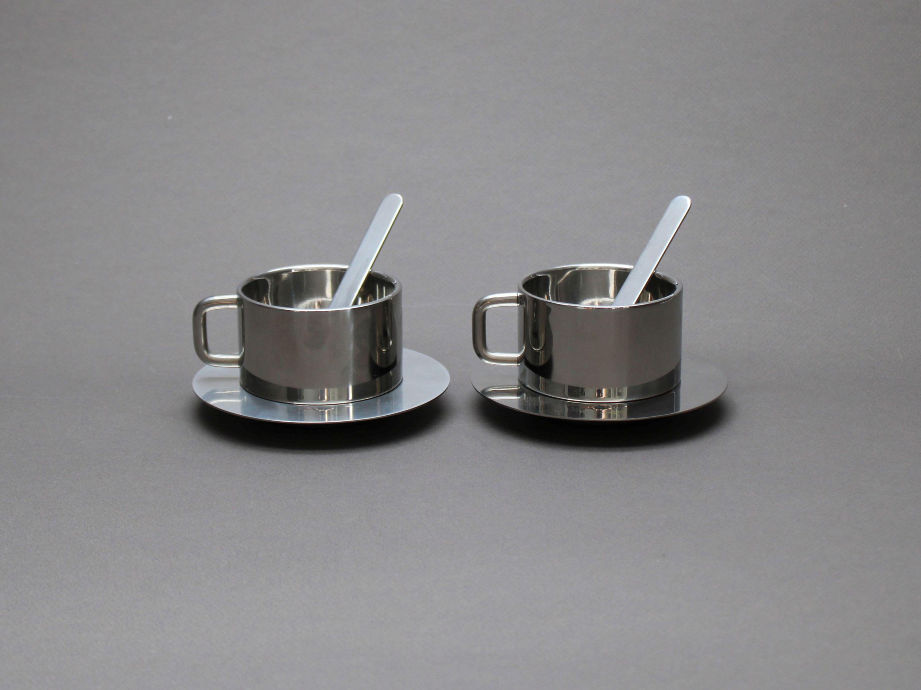 SERGIO ASTI Boca Espresso Set for Two, Italian Modern Stainless
