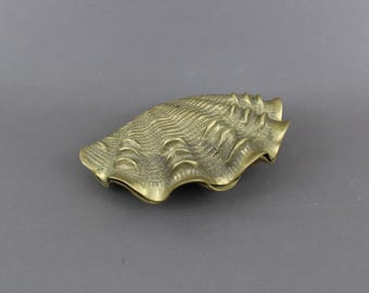 Bronze Clam Shell Box, Hollywood Regency Decorative Box, Nautical Decor 1970s