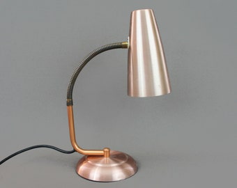 Vintage 1960s Danish table lamp, Aluminum with copper finish, MCM Scandinavian decor