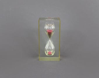 Small Hourglass, Resin Desk Object, French Modern Design 1970s Vintage