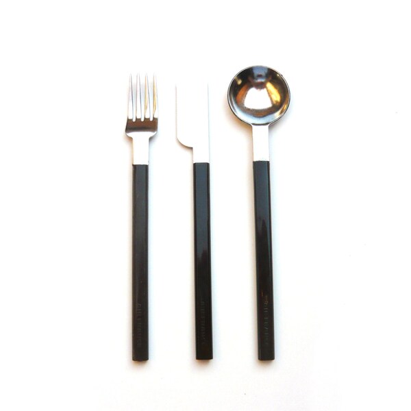 Vintage CONCORDE brown cutlery set, AIR FRANCE, Designed by Raymond Loewy, Metal and plastic