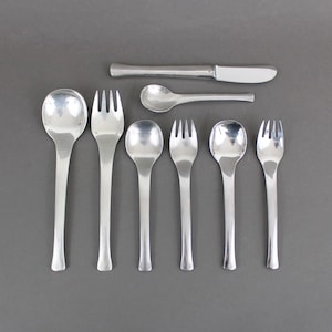 Vintage 1970er Jahre SPACE von RAVINET D&#39;ENFERT Flachware, Modernes Silberplattenbesteck, französisches Design