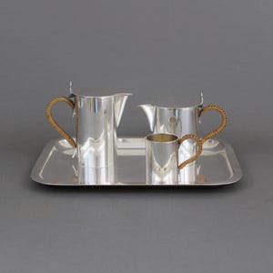 French Art Deco GALLIA & CHRISTOFLE silverplate bachelor tea and coffee set, Antique 1920s, Silversmith set for one