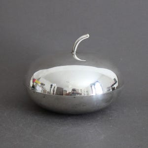 Vintage 1970s SNPA silverplate apple jar, Modern bar accessory or Trinket box, French silversmith