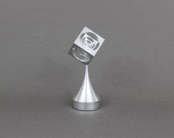 Vintage 1970s aluminum Turner cube, Modern sculpture, Metal paperweight