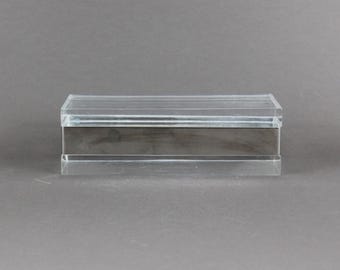 Lucite Steel Box, Italian Modernist Decorative Storage Box, MCM Desk Decor 1970s Vintage