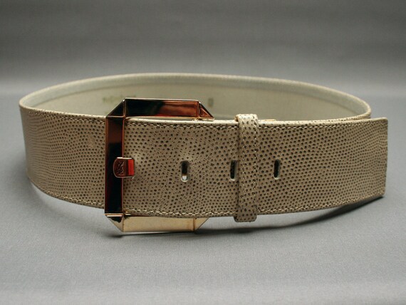 Yves saint laurent wide logo waist belt