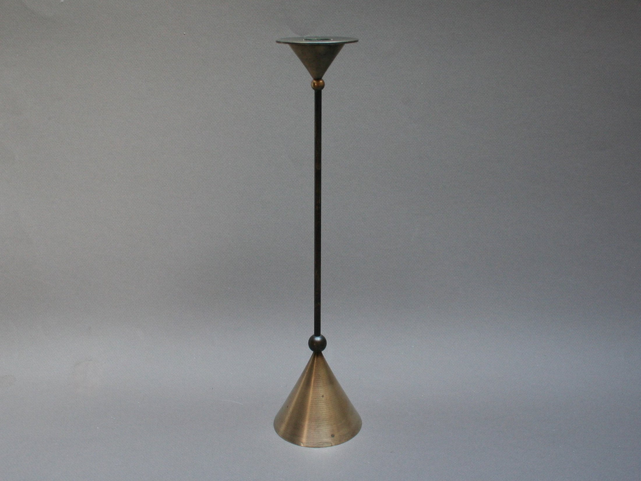 Grand Bougeoir Post Moderne en Laiton, Vintage Années 80, Décoration Style Memphis