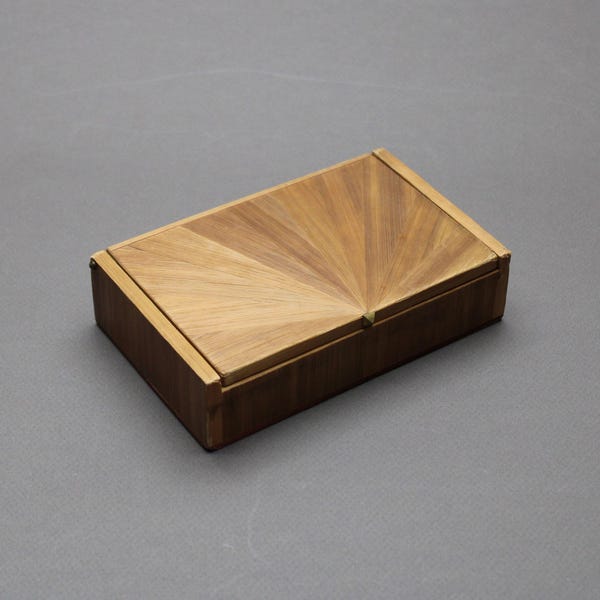 JEAN MICHEL FRANK Straw Marquetry Cigarette Box, French Art Deco Humidor 1930s