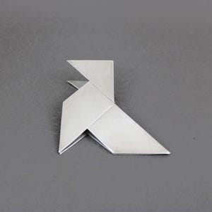 Prendedor de carta vintage RAVINET D'ENFERT dos anos 1970, acessório de mesa banhado a prata, pássaro de origami moldado por ourives francês