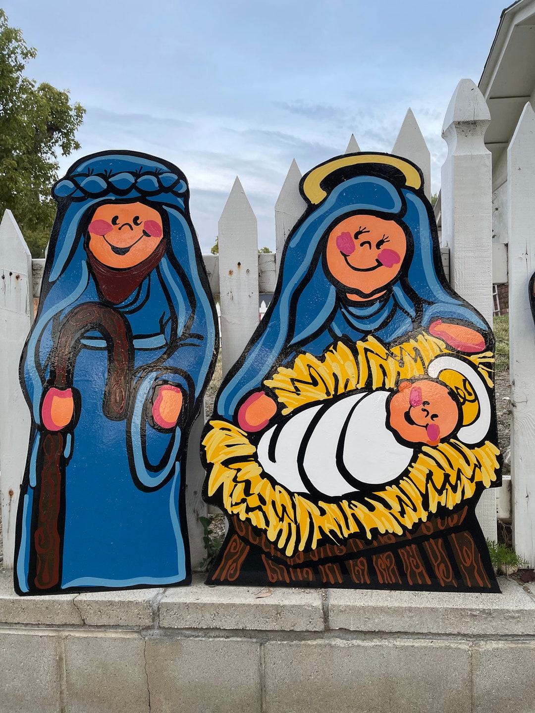 Nativity Yard Art Outdoor Decorations Hollycleelandart Etsy