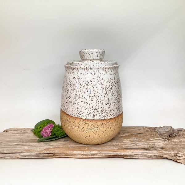 Sourdough crock, Pottery canister, pottery storage jar, stoneware crock