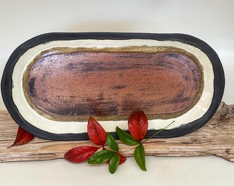 Pottery tray, sushi plate, serving dish