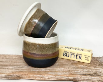 butter crock, French Butter Crock, butter dish, Ceramic Butter Keeper, Garlic Roaster, farmhouse #2