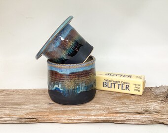 butter crock, French Butter Crock, butter dish, Ceramic Butter Keeper, Garlic Roaster, farmhouse #1