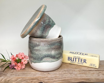 butter crock, French Butter Crock, butter dish, Ceramic Butter Keeper, Garlic Roaster, farmhouse #2