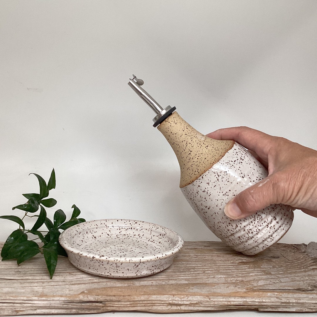 Pottery Olive Oil / Vinegar Bottle Set Cruet Spout Etsy