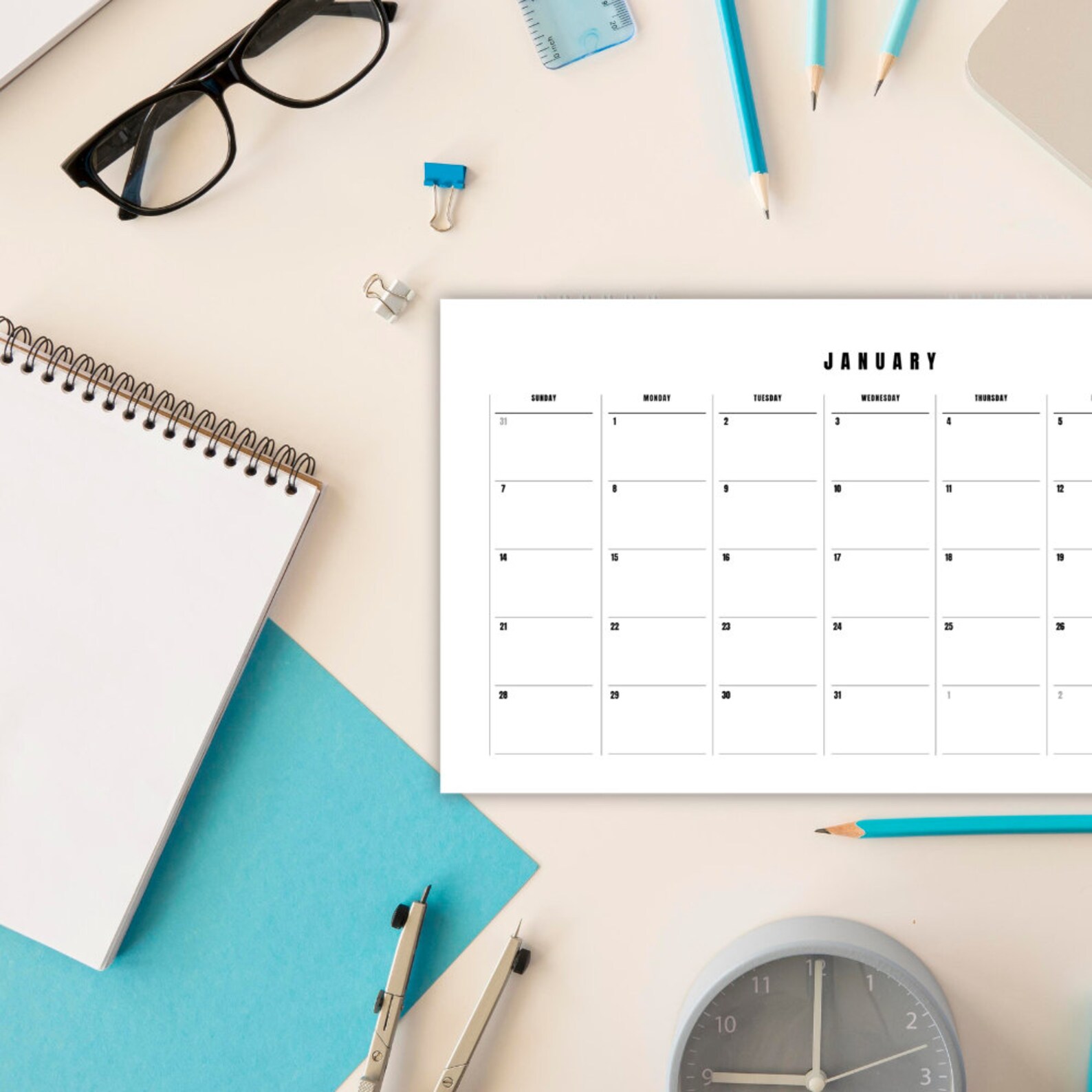 2024 Printable Landscape Calendar, Monthly Calendar 2024 Minimalist