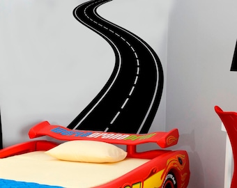 Calcomanía de pared de carretera sinuosa, calcomanía de vinilo de autopista, decoración infantil, 12 unidades