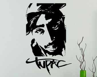 2pac Wall Vinyl Decal Tupac Shakur Wall Sticker Home Interior Rapper Hip Hop Bedroom Decor Wall Design 9(tpc)