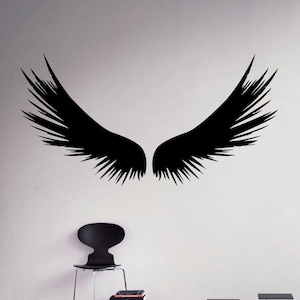 Dark Angel Wings Wall Decal Feathers Vinyl Sticker Home Decor Ideas Bedroom Interior Wall Art 7(aws)