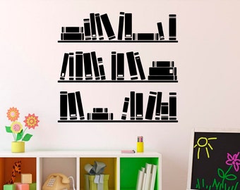 Bookshelf Wall Decal Books Vinyl Sticker Library Classroom Home Interior Living Room Children Bedroom Removable Custom Stickers 9(lbc)