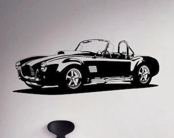 Classic Car Cobra Roadster Wall Decal Retro Car Vinyl Sticker Racing Car Home Interior Wall Art Decor Ideas 4(crc)