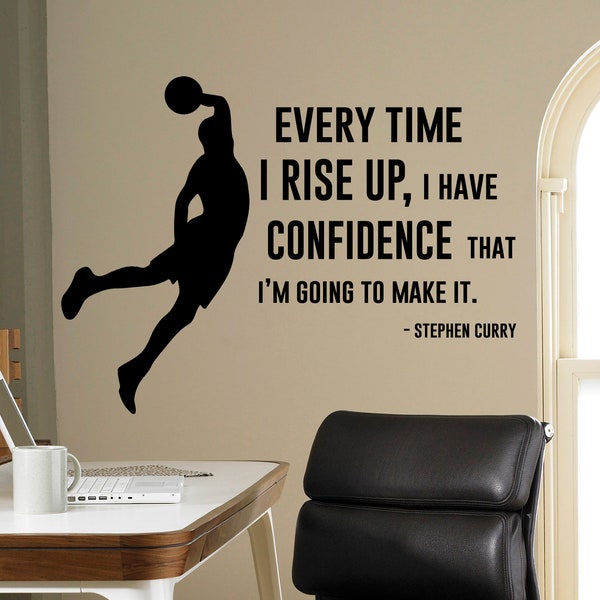 Ogni volta che ho fiducia, adesivo da parete con citazione di Stephen Curry, adesivo in vinile, decorazione per la casa, giocatore di basket, arte murale 6(nwg)