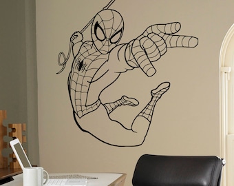 Calcomanía de pared de Spider-Man, vinilo de cómic, decoración artística de superhéroes, artículos para el hogar, habitación infantil, oficina, diseño 3 (ndec)